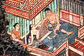 Chiang Mai - The Wat Phra Singh temple. Murals of the Viharn Lai Kham illustrating Jataka tales and other stories. 